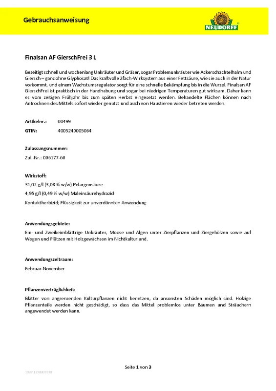 Finalsan AF GierschFrei (3 L) | Pflanzenschutz & Dünger Von Neudorff 1 Finalsan AF GierschFrei (3 L) | Pflanzenschutz & Dünger Von Neudorff