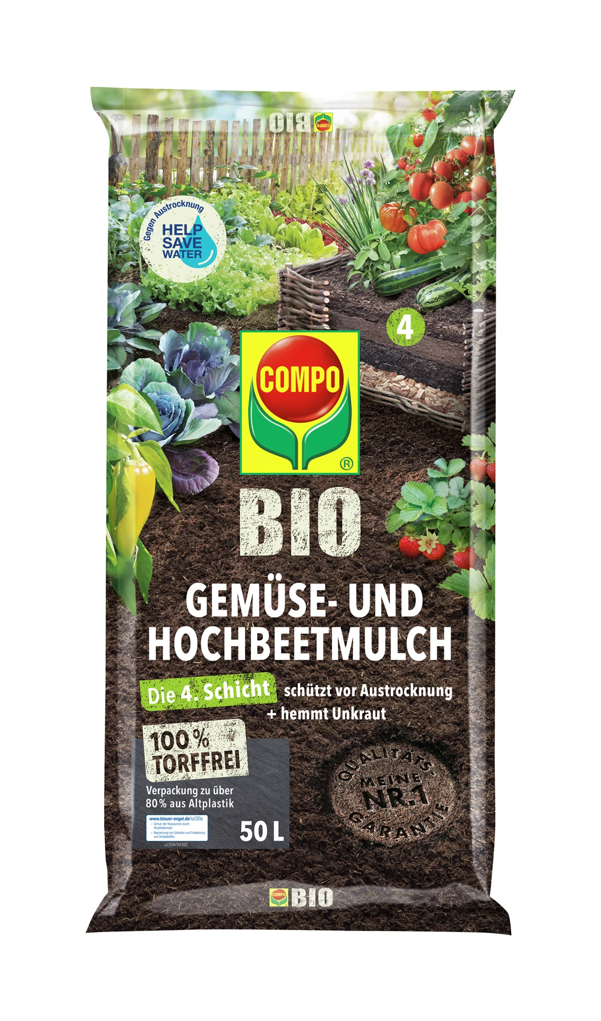 Gemüse- Und Hochbeetmulch Torffrei (50 L) | BIO Erden Von COMPO 1 Gemüse- Und Hochbeetmulch Torffrei (50 L) | BIO Erden Von COMPO