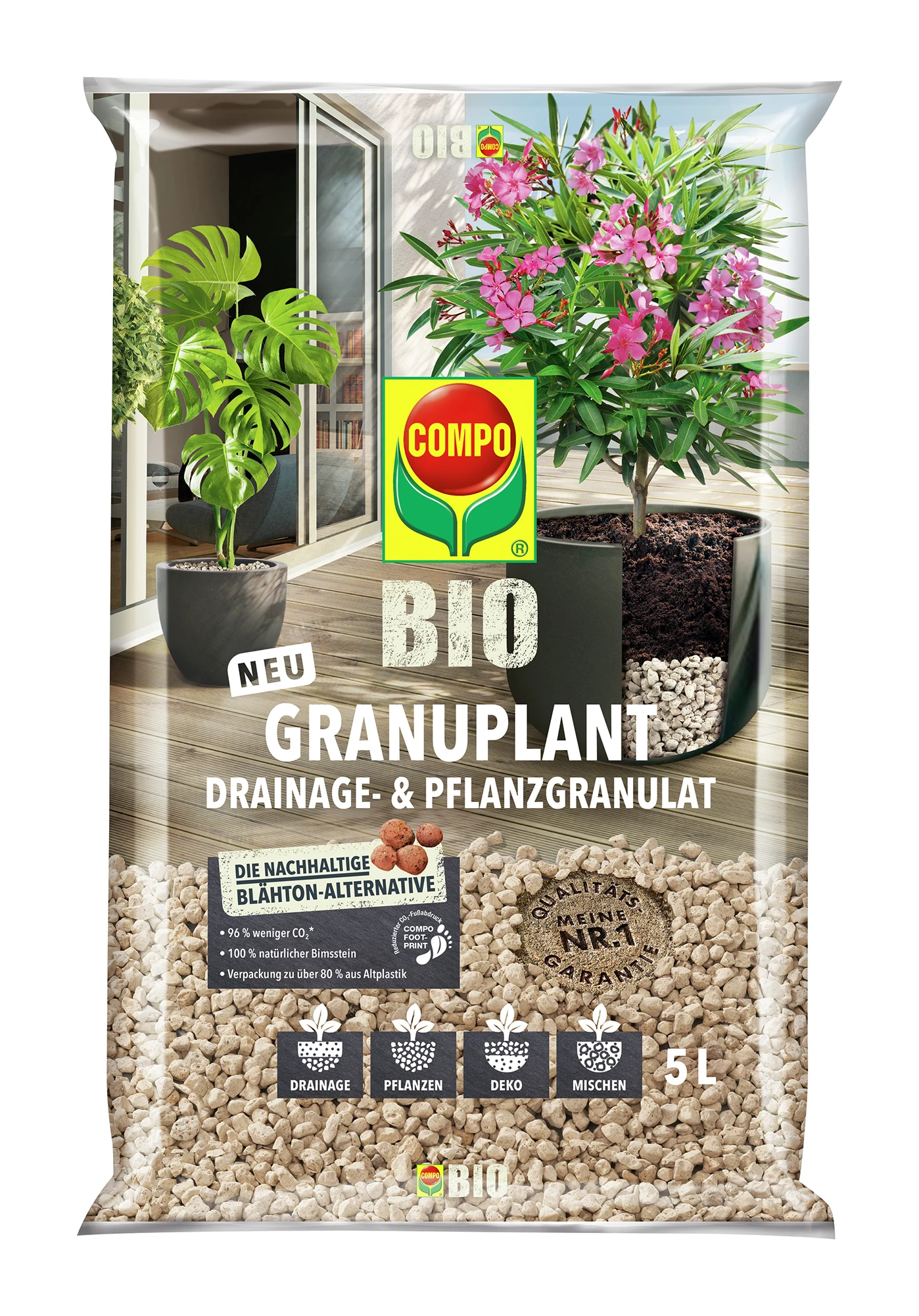 GRANUPLANT Drainage- & Pflanzgranulat (5 L) | BIO Granulat Von COMPO 1 GRANUPLANT Drainage- & Pflanzgranulat (5 L) | BIO Granulat Von COMPO