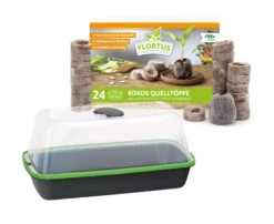 BoQube M &amp; FLORTUS Kokos Quelltöpfe (24 Stück) | Anzuchtzubehör Set Von FLORTUS -Premium-Saatgut-Düngemittel-Shop 562697 BoQube M und FLORTUS Kokos Quelltoepfe 24 Stueck 2000 2385 anthrazit 1